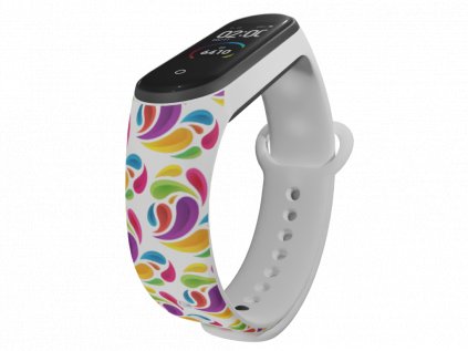 Náhradní náramek Mi band 3/4/5/6 Duhová srdíčka bílý