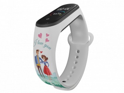 Náhradní náramek Mi band 3/4/5/6 Zamilovaný pár bílý