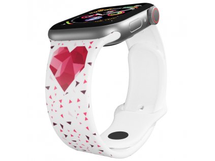 Apple watch řemínek Srdce s trojúhelníky bílý