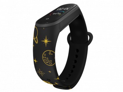 Náhradní náramek Mi band 3/4/5/6 Žluté planetky černý