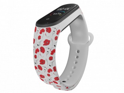 Náhradní náramek Mi band 3/4/5/6 Vlčí máky bílý