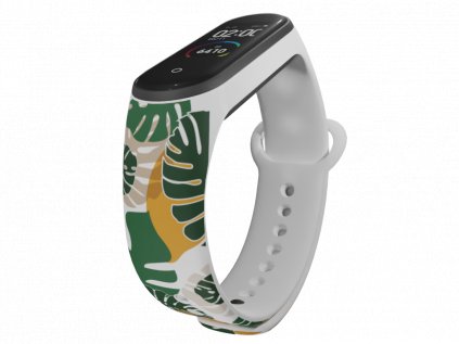 Náhradní náramek Mi band 3/4/5/6 Monstera bílý