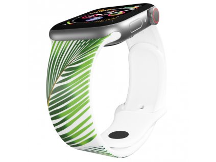 Apple watch řemínek Palmové listy bílý