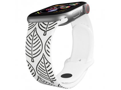 Apple watch řemínek Lístky bílý