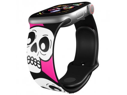 Apple watch řemínek Lebky růžové černý