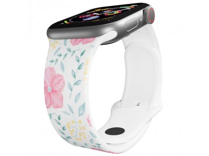 Apple watch řemínek Ibišek růžový bílý
