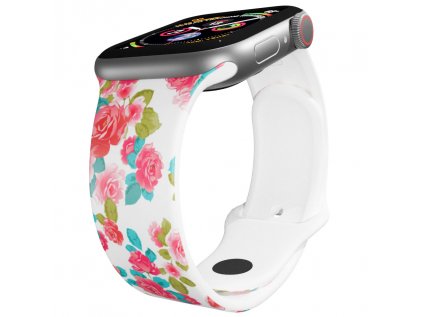 Apple watch řemínek Červené růžičkyApple watch Apple watch řemínek Červené růžičkyČervené růžičky bílý