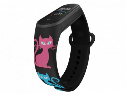 Náhradní náramek Mi band 3/4/5/6/7 Barevné kočkyNáhradní náramek Mi band 3/4/5/6 Barevné kočky černý