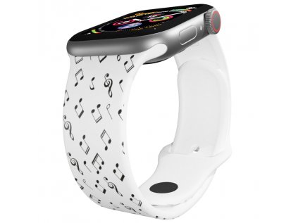 Apple watch řemínek Hudební noty bílý