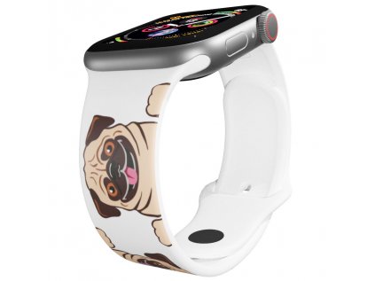 Apple watch řemínek Mopsík bílý