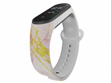 Náhradní náramek Mi band 3/4/5/6 Růžovo-zlatý mramor bílý