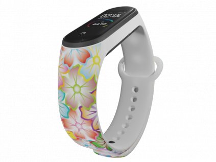 Náhradní náramek Mi band 3/4/5/6 Rozkvetlá louka bílý
