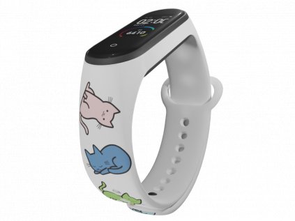 Náhradní náramek Mi band 3/4/5/6 Kočičí svět bílý