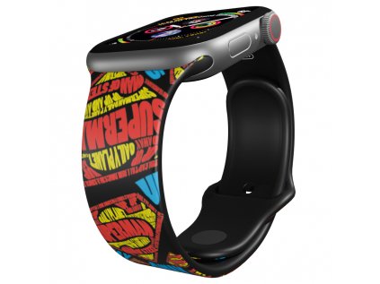 Apple watch řemínek Superman - Nápisy černý