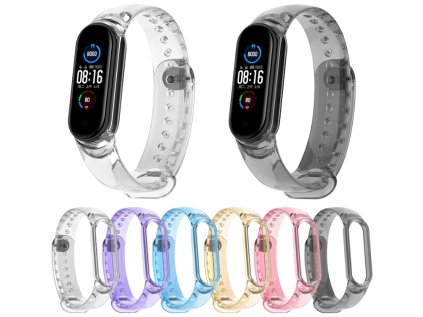 Silikonový průhledný řemínek měnící barvu Mi Band 5/6/7