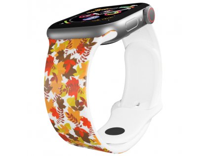 Apple watch řemínek Podzimní listí bílý