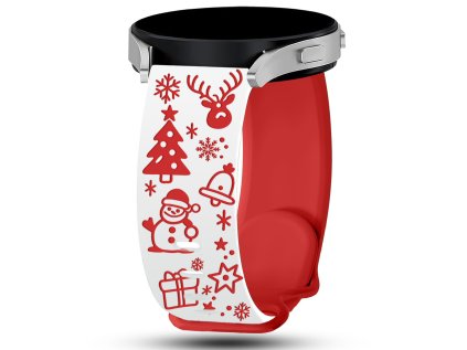 Gravírovaný vánoční řemínek 20mm bílo-červený