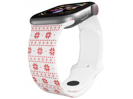 Apple watch řemínek Malované vločky bílý