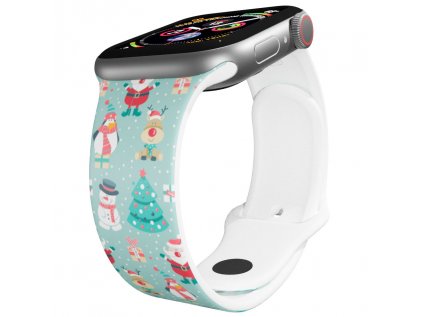 Apple watch řemínek Zimní radovánky bilý