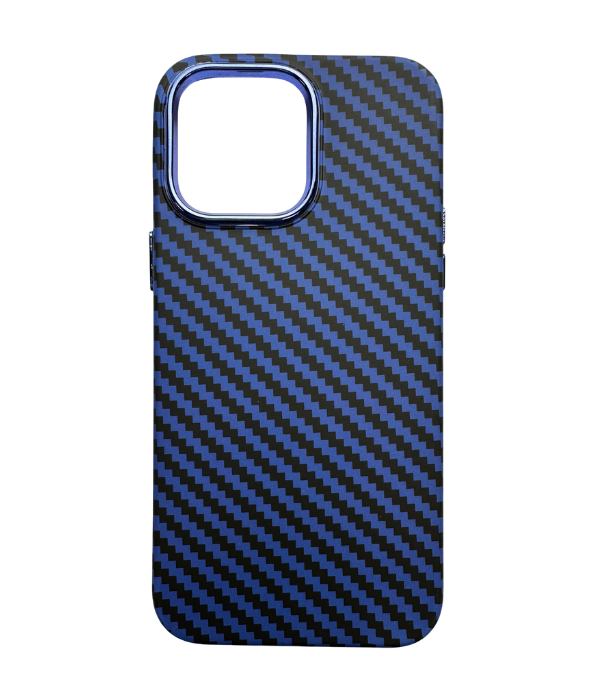 Vzorovaný carbonový kryt pro iPhone 14 PRO - Tmavě Modrý -
