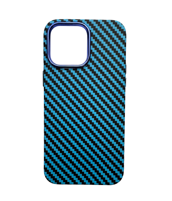Vzorovaný carbonový kryt pro iPhone 14 PRO MAX - Světle modrý -