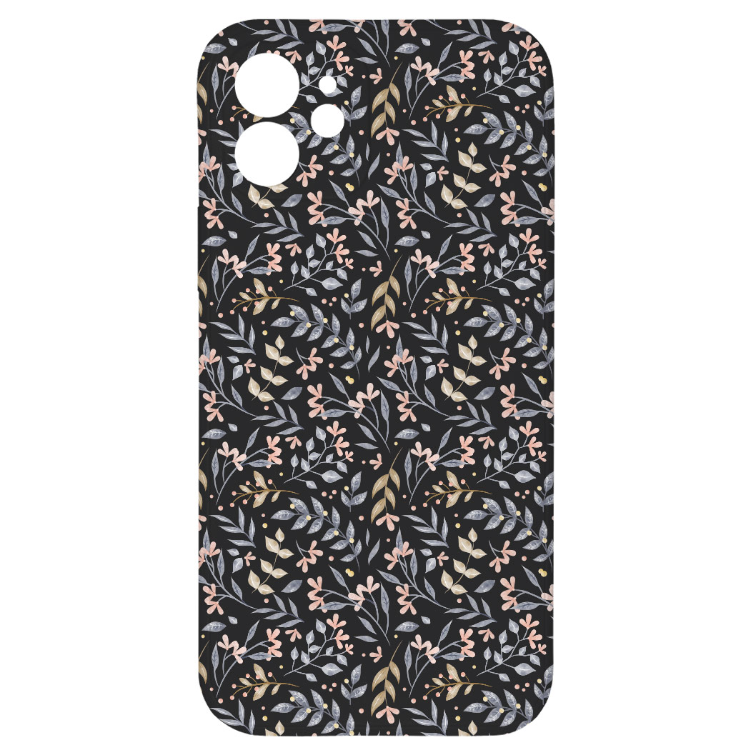Levně Kryt Kytky černý pro iPhone 12