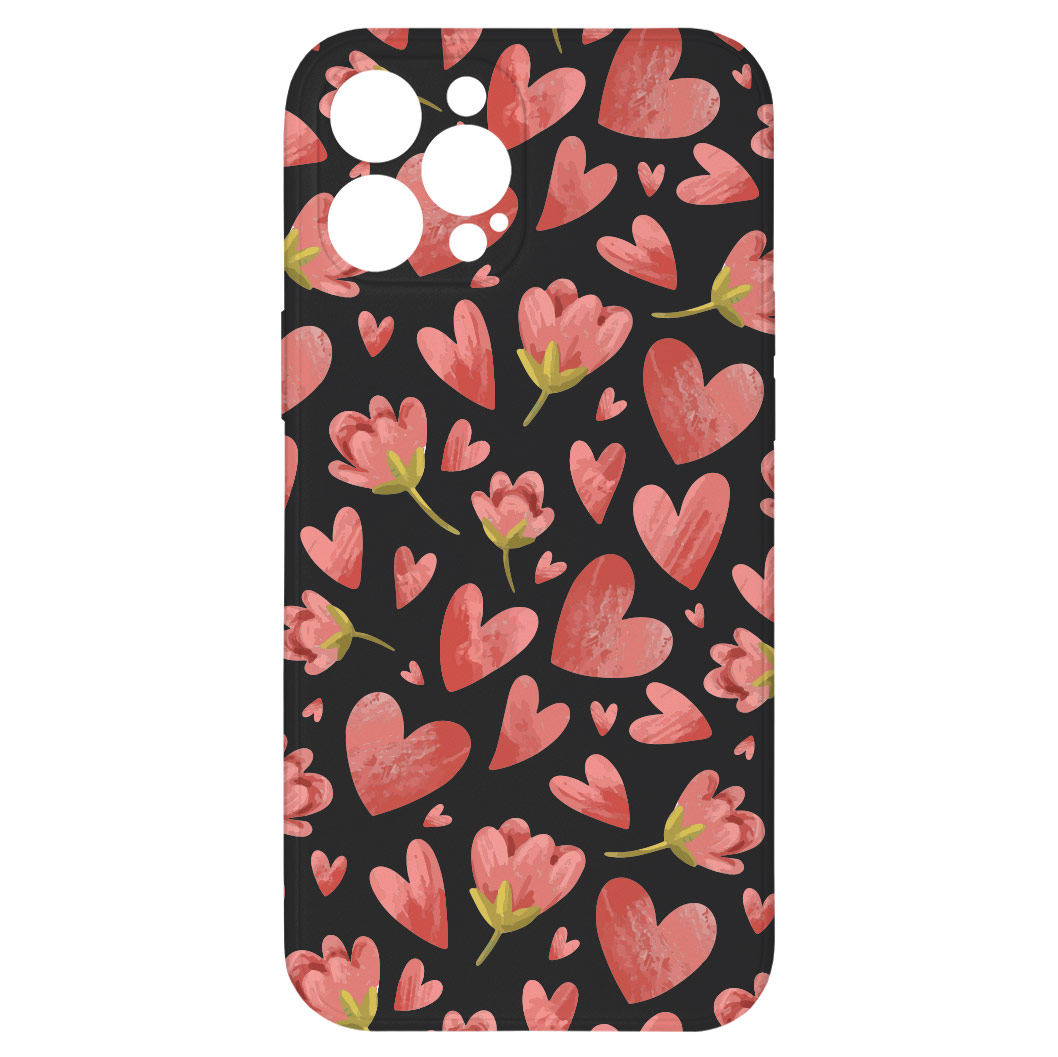 Levně Kryt Valentýnský kryt černý pro iPhone 12 Pro