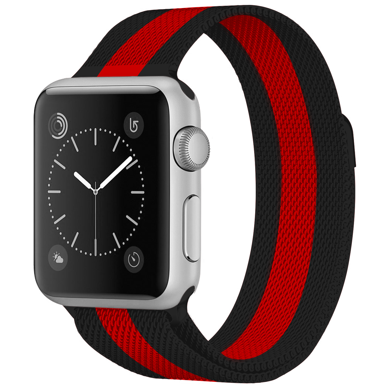 Milánský tah magnetický pro Apple Watch 38/40/41mm - Černo-Červená - -