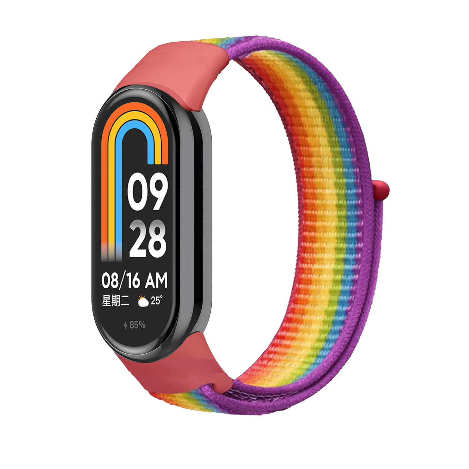 Náhradní náramek SportNylon Mi band 8 - Červeno-Duhová -