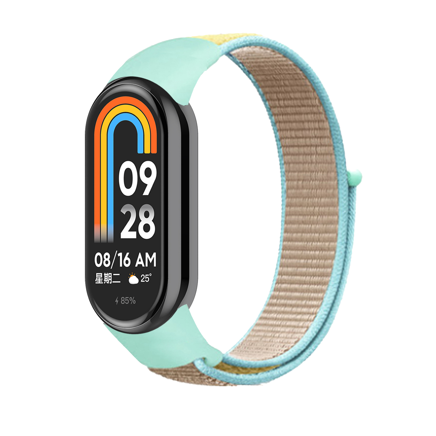 Náhradní náramek SportNylon Mi band 8 - Tyrkysovo-Šedo-Žlutá -