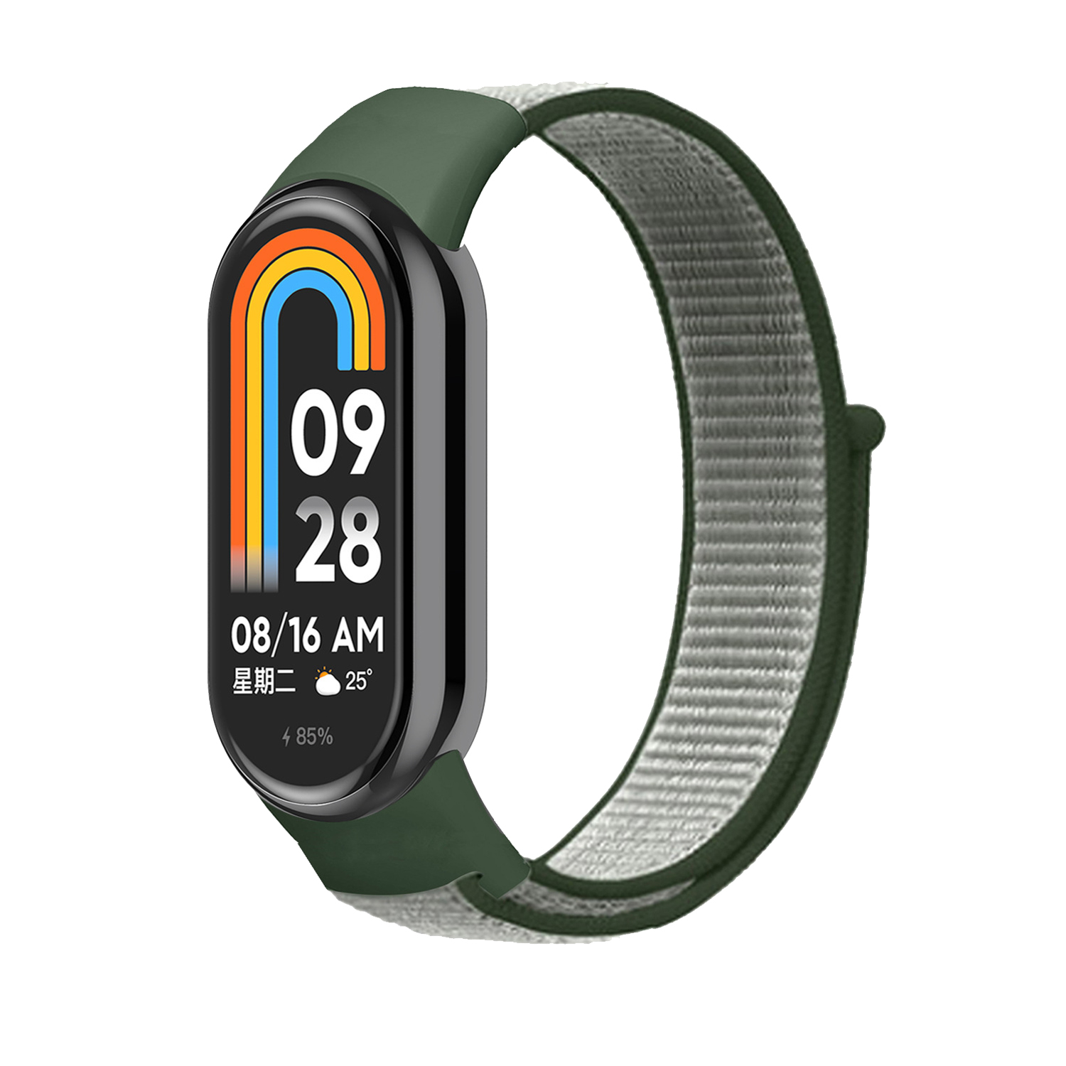 Náhradní náramek SportNylon Mi band 8 - Tmavě Zeleno-Šedá -