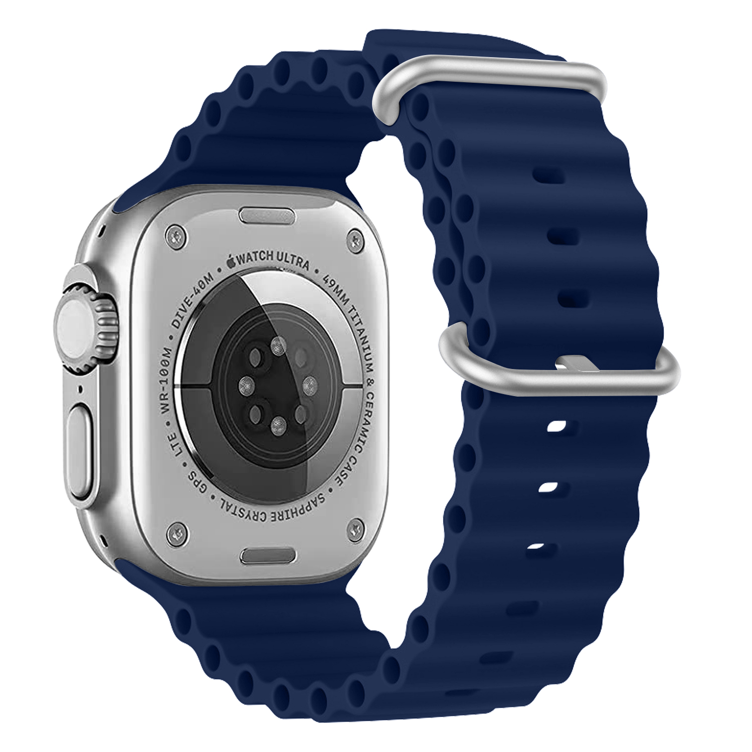 Vroubkovaný řemínek s přezkou pro Apple Watch 38/40/41mm - Tmavě Modrý - -