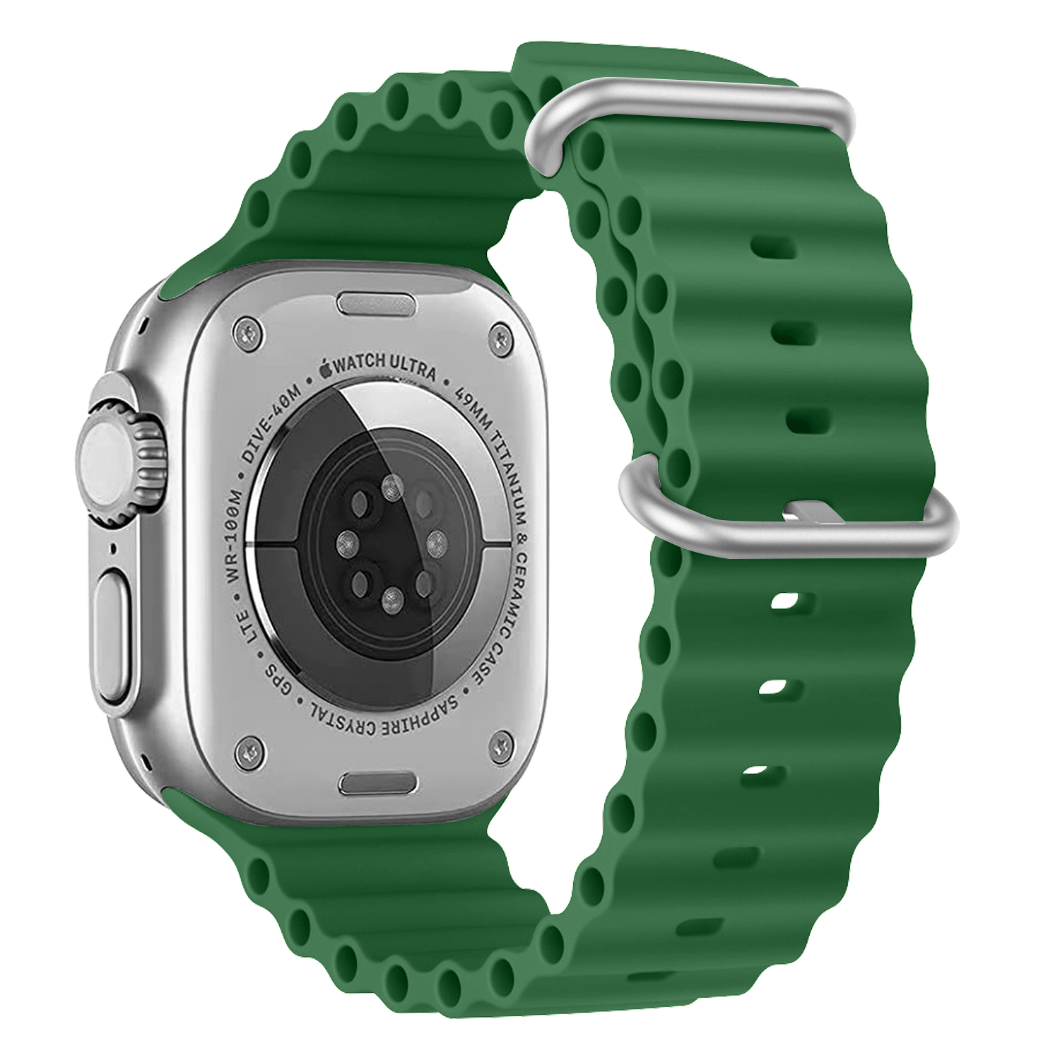Vroubkovaný řemínek s přezkou pro Apple Watch 38/40/41mm - Zelený - -