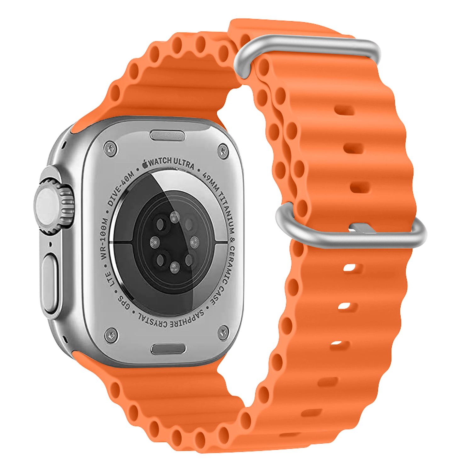 Vroubkovaný řemínek s přezkou pro Apple Watch 38/40/41mm - Oranžový - -