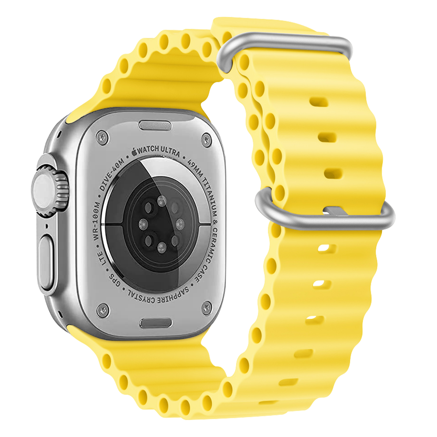 Vroubkovaný řemínek s přezkou pro Apple Watch 38/40/41mm - Žlutý - -