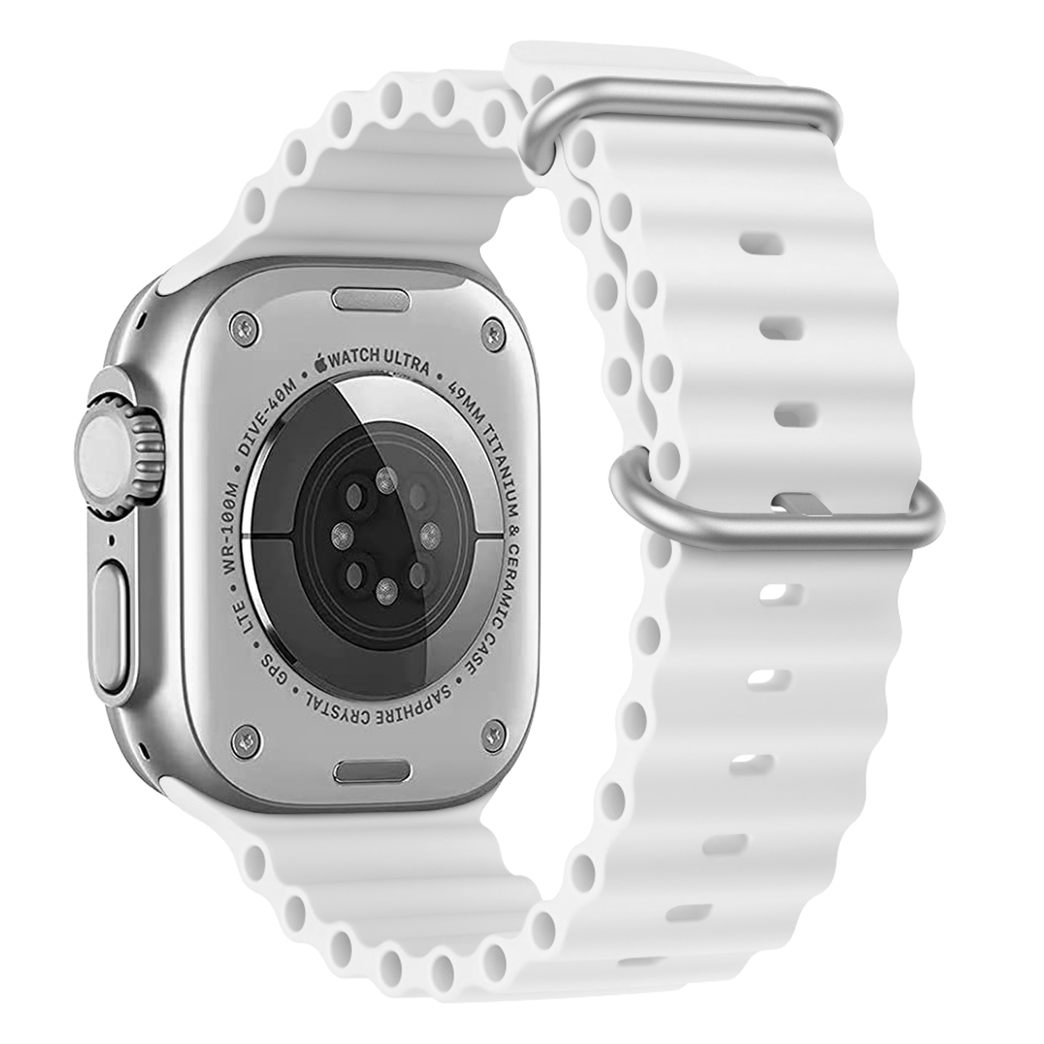 Vroubkovaný řemínek s přezkou pro Apple Watch 38/40/41mm - Bílý - -