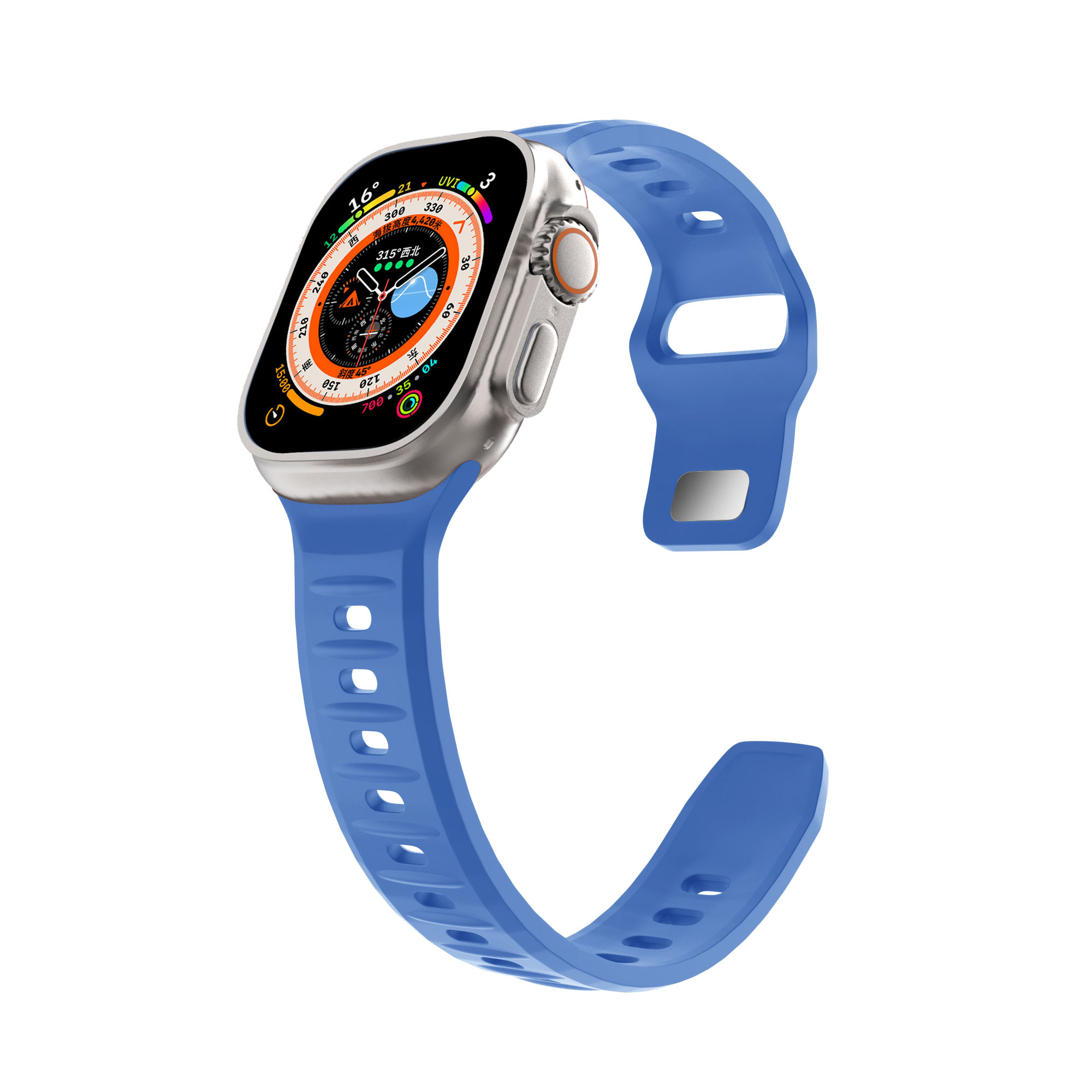 Silikonový vroubkovaný řemínek pro Apple Watch 38/40/41mm - Modrý - -