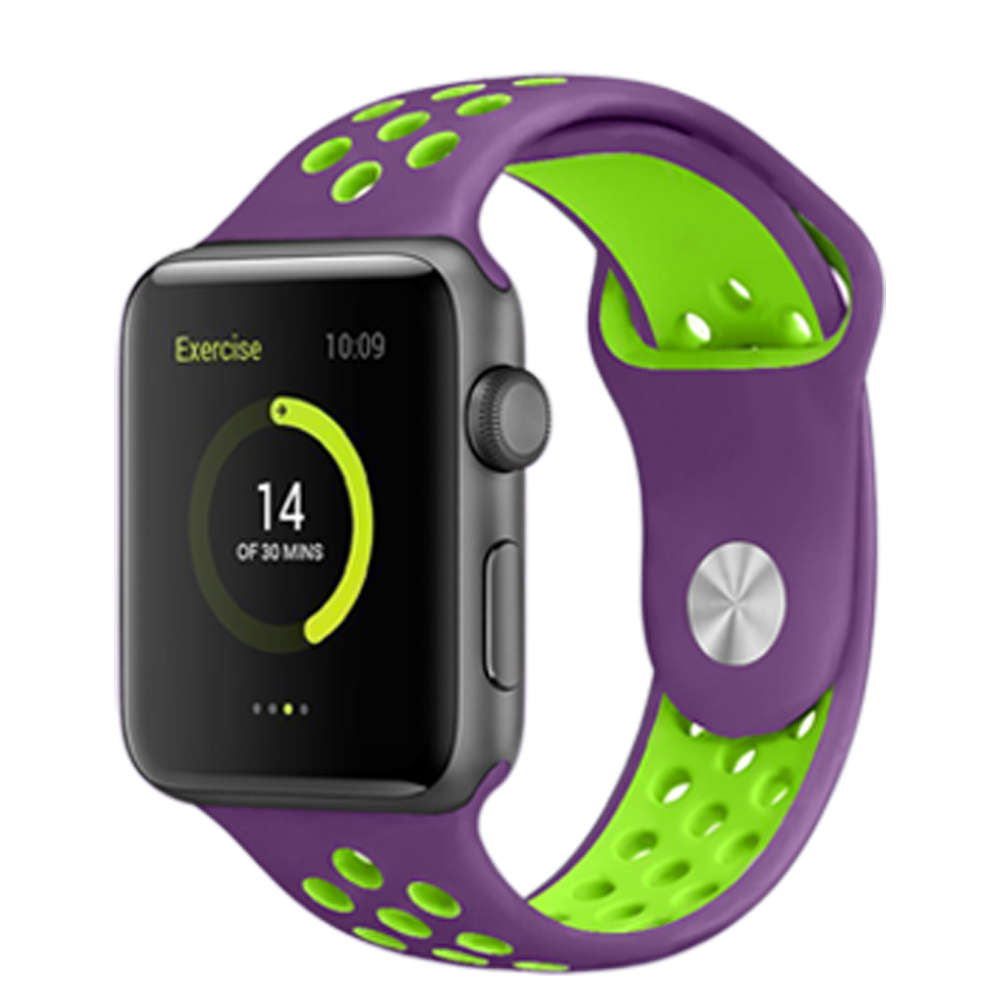 Perforovaný řemínek pro Apple Watch 38/40/41/42(S10)mm Barevná varianta: Fialovo-zelený