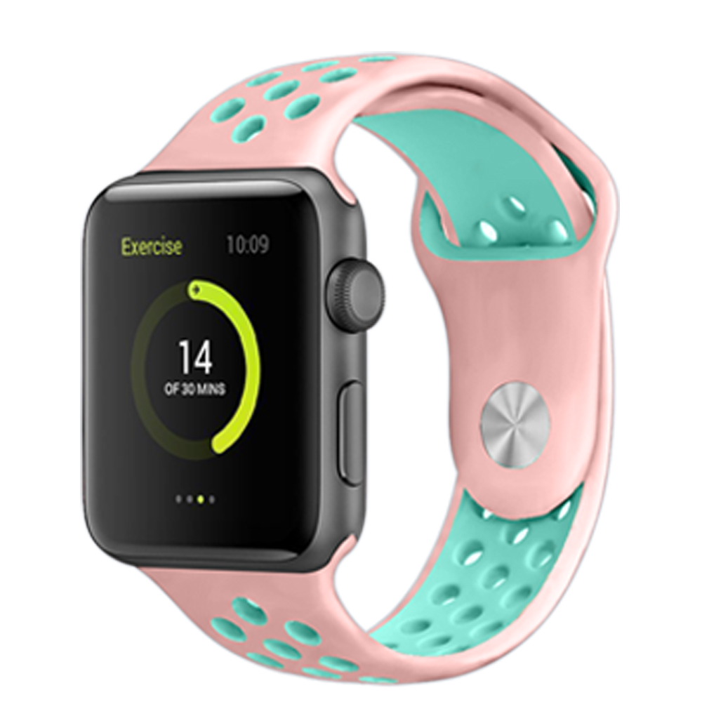 Perforovaný řemínek pro Apple Watch 38/40/41/42(S10)mm Barevná varianta: Růžovo-tyrkysový