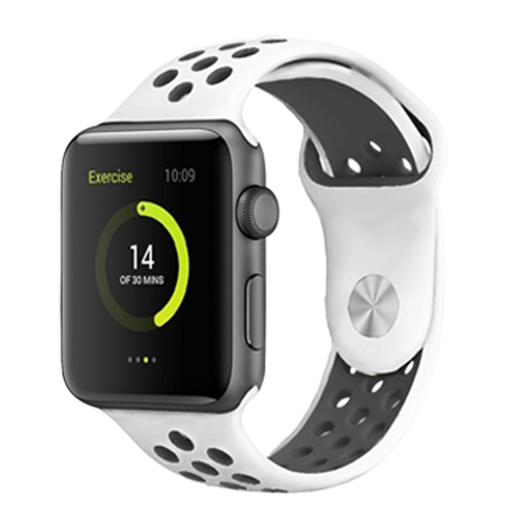 Perforovaný řemínek pro Apple Watch 38/40/41/42(S10)mm Barevná varianta: Bílo-Černý