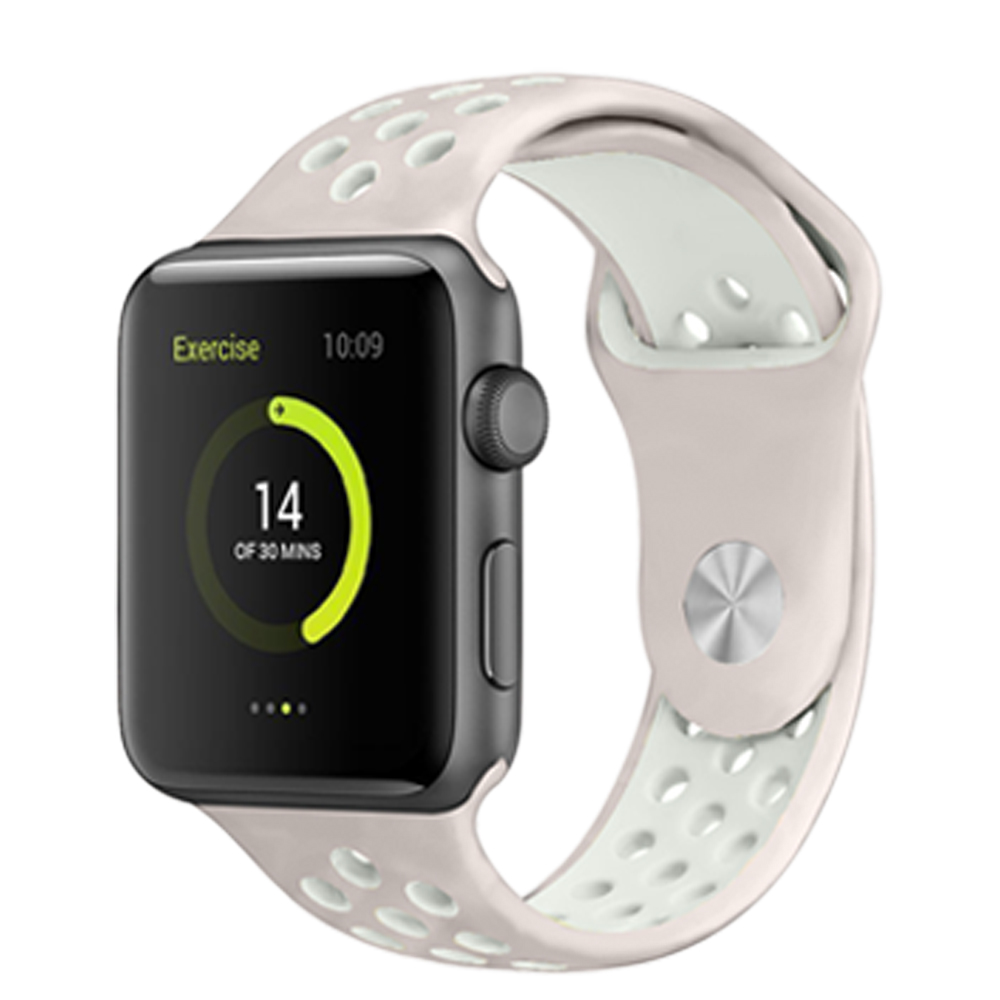 Perforovaný řemínek pro Apple Watch 38/40/41/42(S10)mm Barevná varianta: Béžovo-bílý