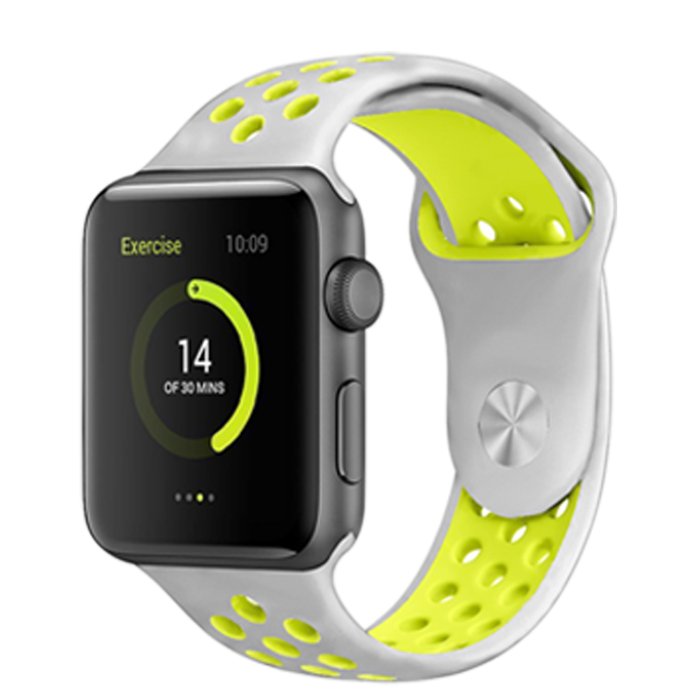 Perforovaný řemínek pro Apple Watch 38/40/41/42(S10)mm Barevná varianta: Šedo-Žlutý