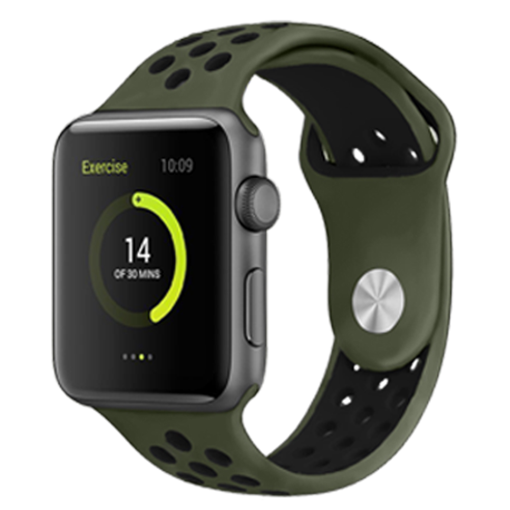 Perforovaný řemínek pro Apple Watch 38/40/41/42(S10)mm Barevná varianta: Khaki-černý