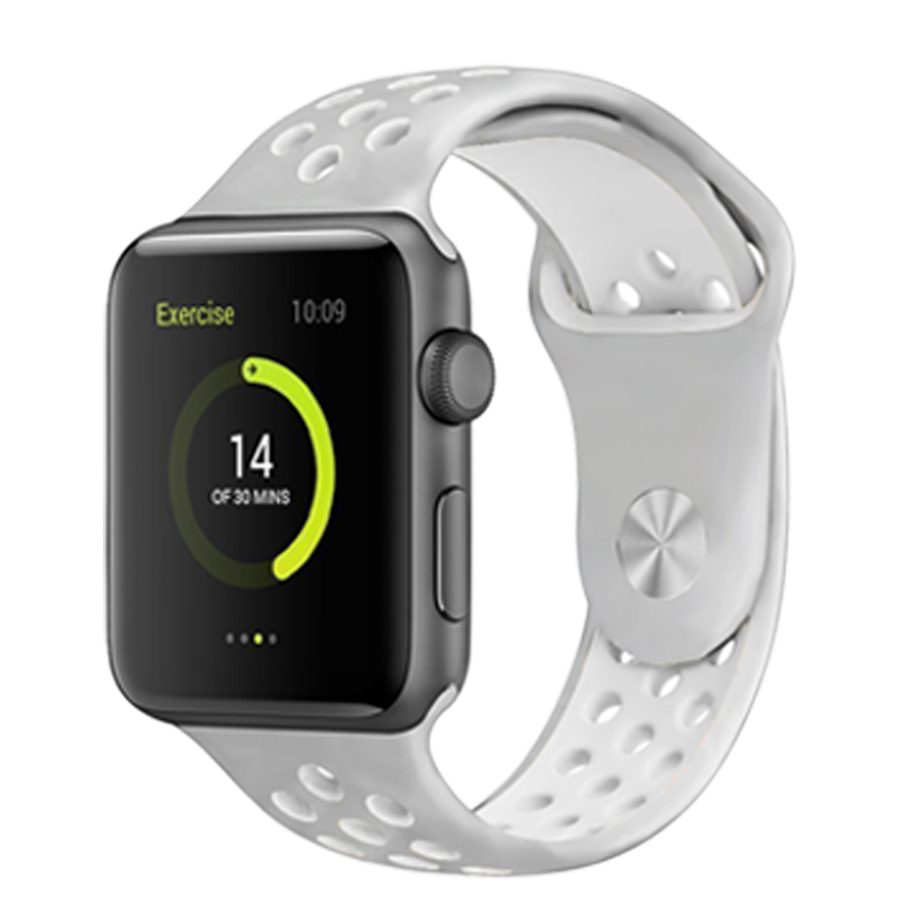 Perforovaný řemínek pro Apple Watch 42/44/45/46/49mm Barevná varianta: Šedo-Bílý