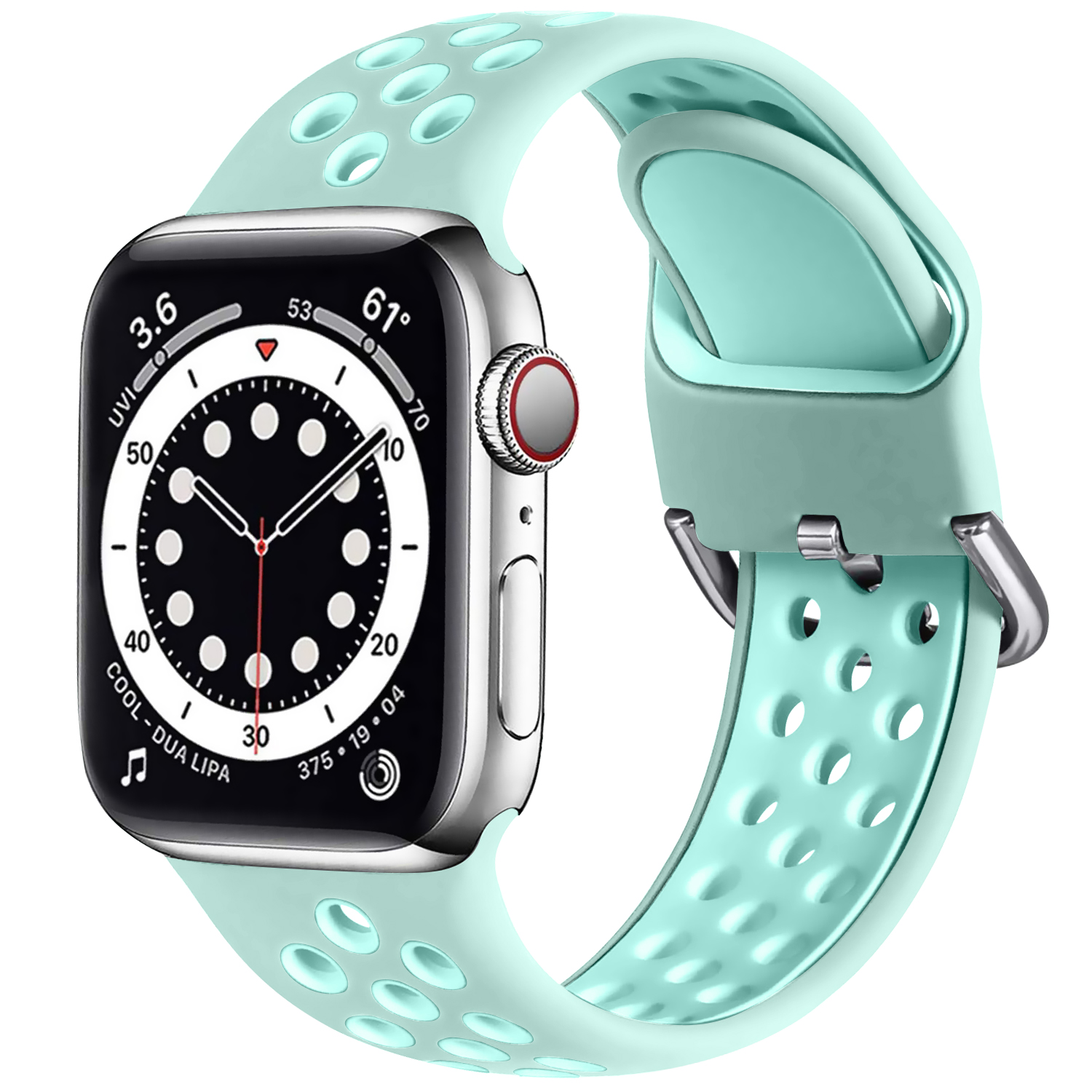 Dvoubarevný perforovaný řemínek s přezkou pro Apple Watch 42/44/45/46/49mm Barevná varianta: Tyrkysový