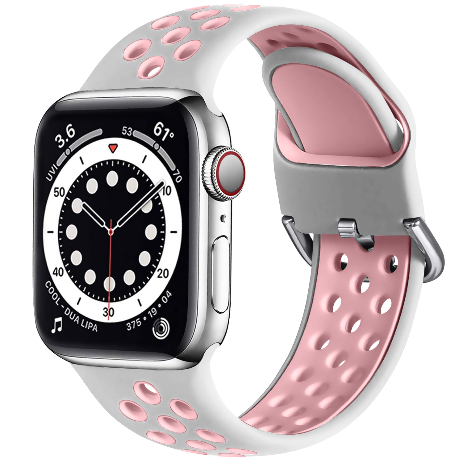 Dvoubarevný perforovaný řemínek s přezkou pro Apple Watch 42/44/45/46/49mm Barevná varianta: Bílo-Růžový