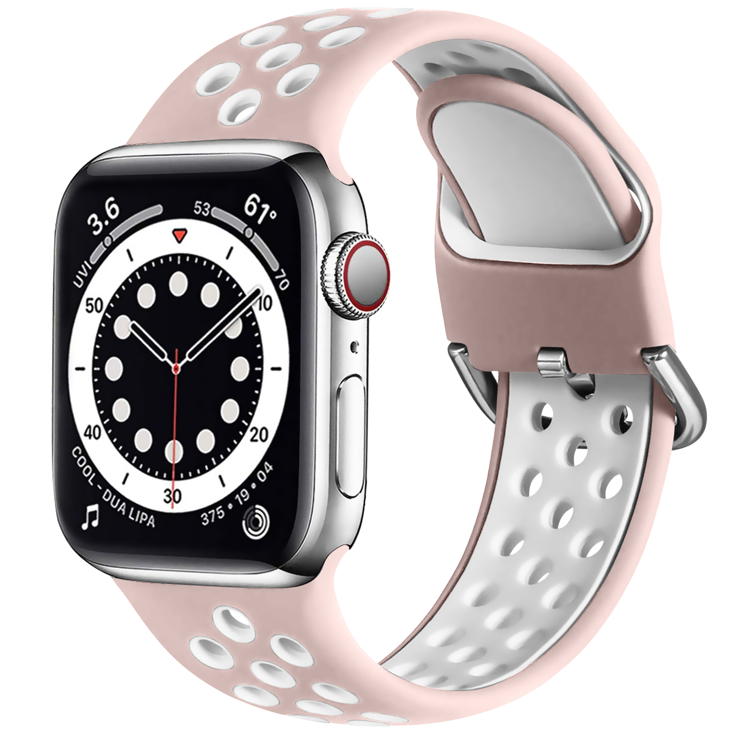 Dvoubarevný perforovaný řemínek s přezkou pro Apple Watch 38/40/41/42(S10)mm Barevná varianta: Růžovo-Bílý