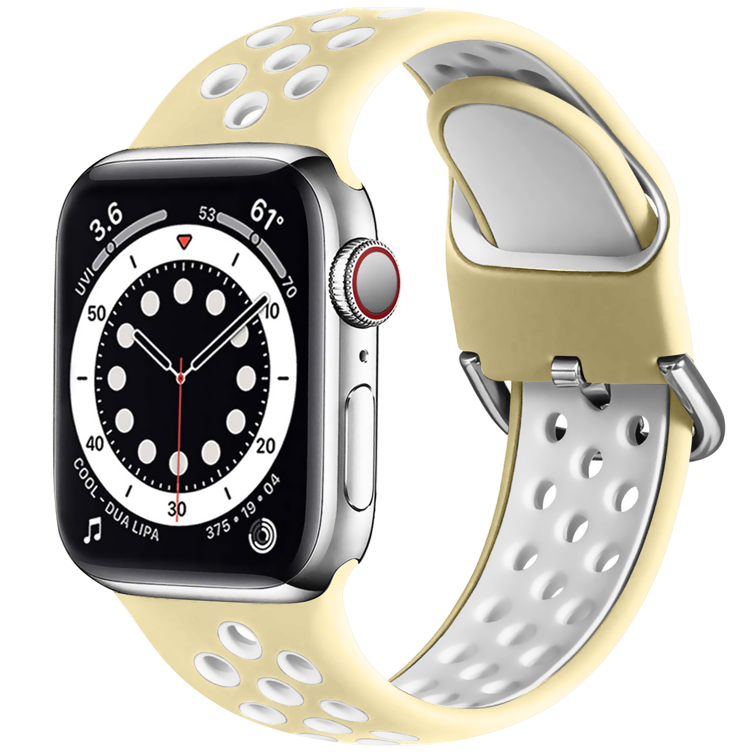 Dvoubarevný perforovaný řemínek s přezkou pro Apple Watch 38/40/41/42(S10)mm Barevná varianta: Žluto-Bílý