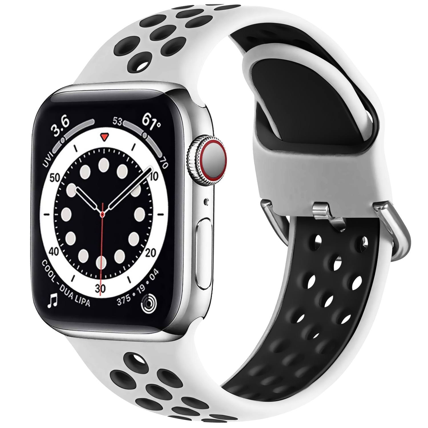 Dvoubarevný perforovaný řemínek s přezkou pro Apple Watch 38/40/41/42(S10)mm Barevná varianta: Bílo-Černý