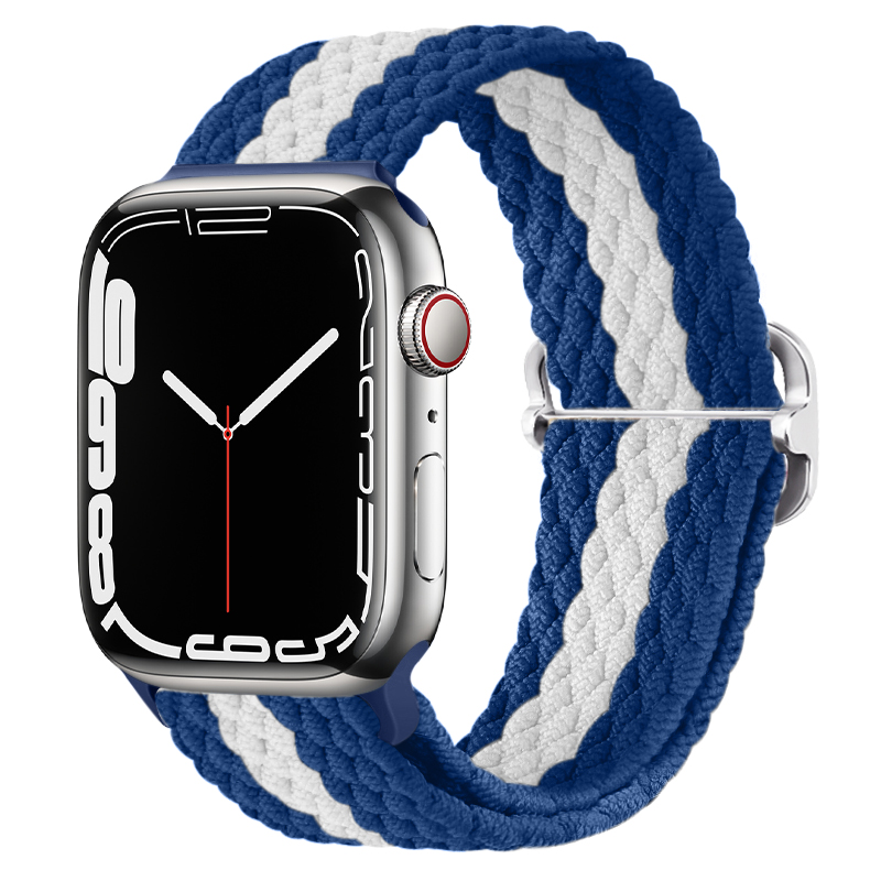 Pletený řemínek se sponou pro Apple Watch 38/40/41mm - Modro-bílý - -